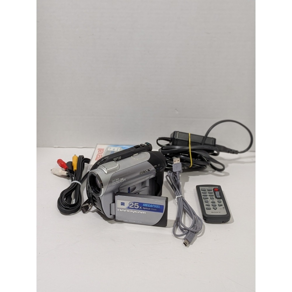 Sony Handycam DCR-DVD308 With Charger  Av Cables Discs Remote Tested Working
